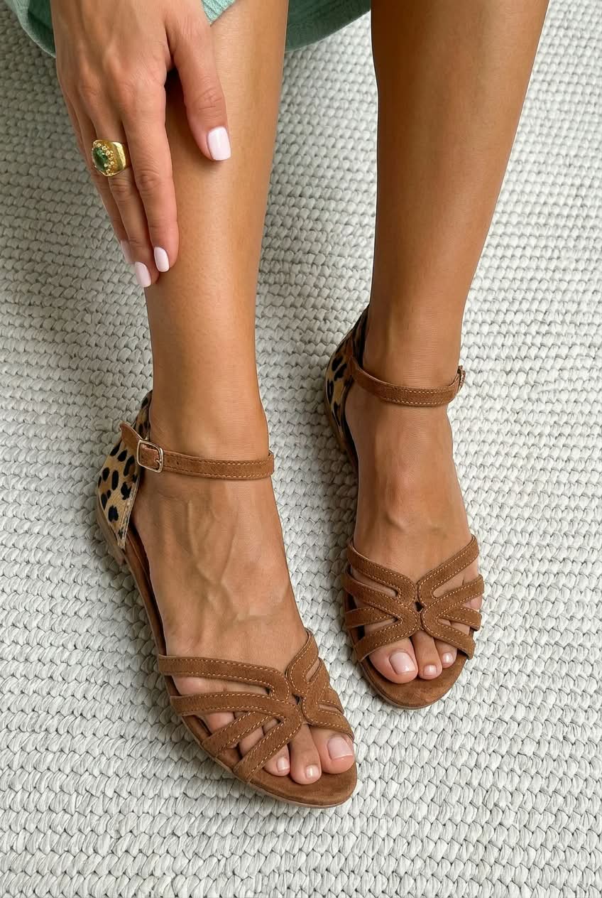 Strappy Cutout Open Toe Ankle Strap Flat Sandals [Pre Order]