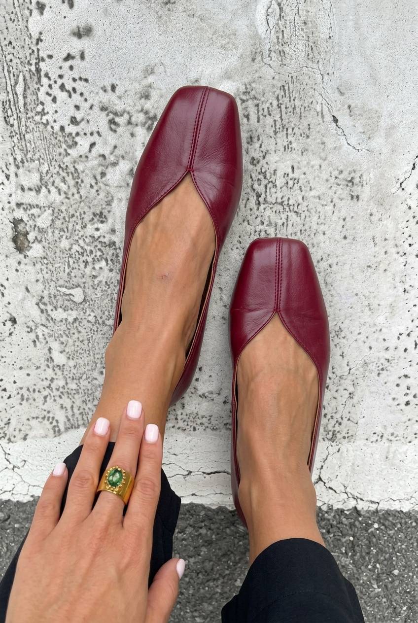 Center Seam Square Toe Slip-On Flat Ballet Flats [Pre Order]