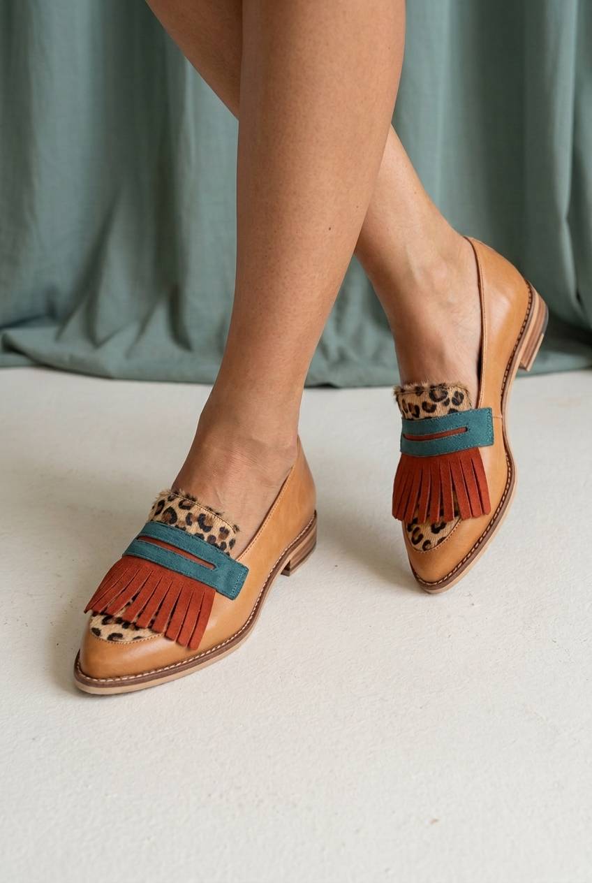 Fringe Penny Strap Pointed Toe Flat Loafers [Pre Order]