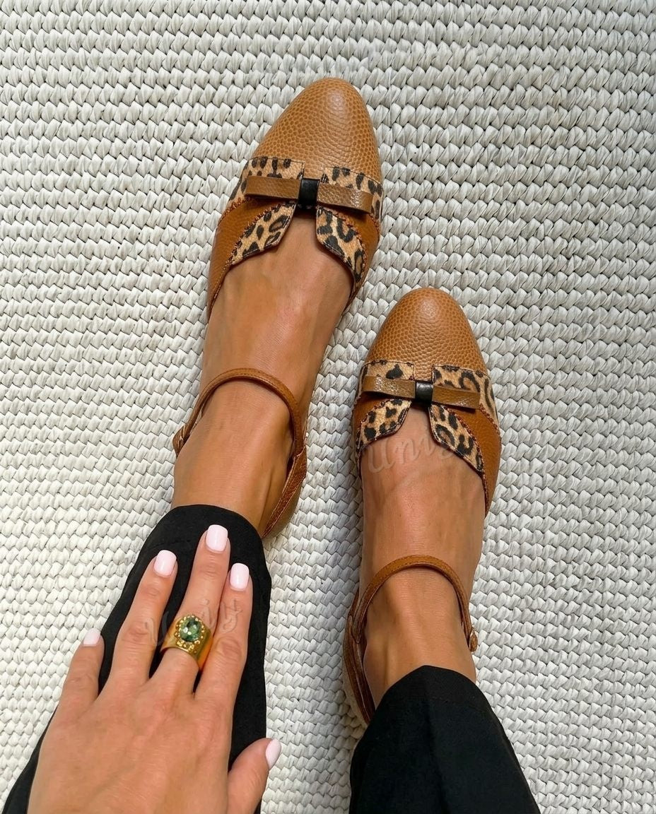 Bow Accent Closed Toe AnkleStrap Flat Shoes [Pre Order]
