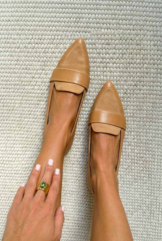 Pointed Toe Suede Leather Flat Loafers [Pre Order]