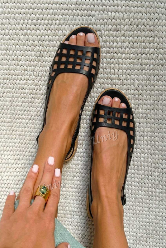 Laser Cut Peep Toe Slingback Casual Sandals [Pre Order]