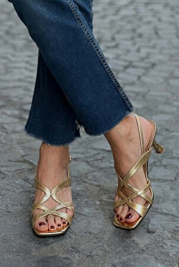 Strappy Crisscross Square Toe Slingback Kitten Sandals [Pre Order]