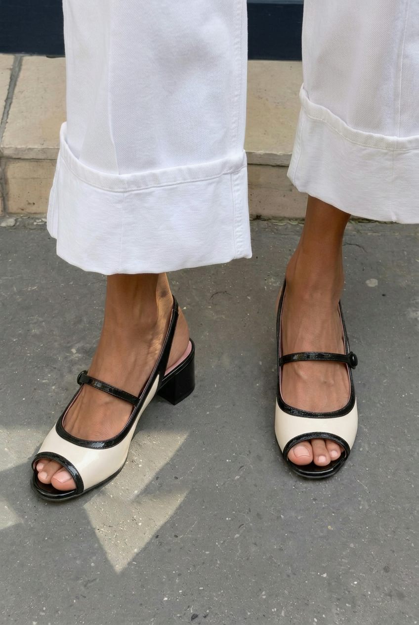 Mary Jane Peep Toe Slingback Block Heel Sandals [Pre Order]