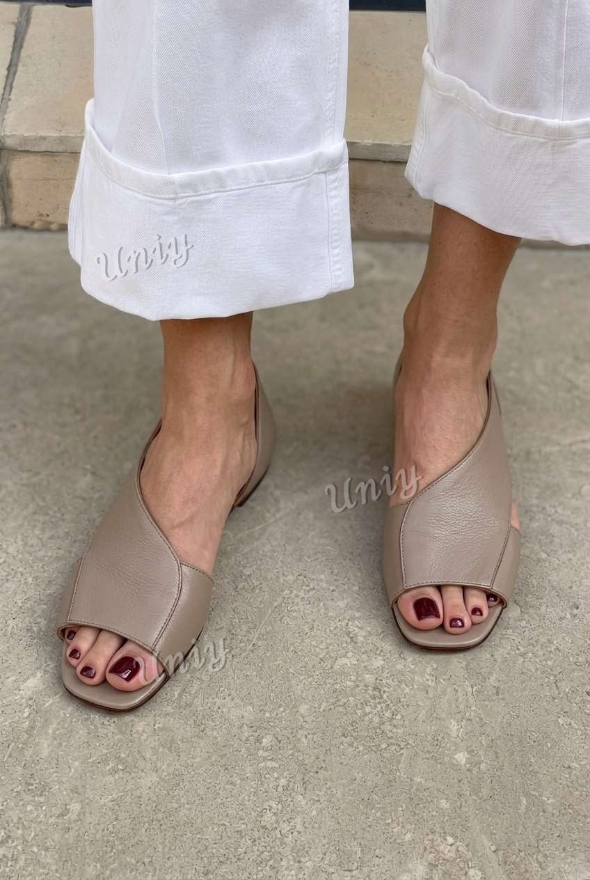 Asymmetric Cutout Peep Toe Flat Casual Sandals [Pre Order]