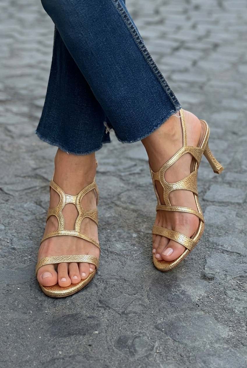 Textured Cutout Open Toe Slingback Stiletto Sandals [Pre Order]