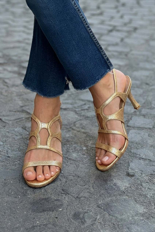 Textured Cutout Open Toe Slingback Stiletto Sandals [Pre Order]