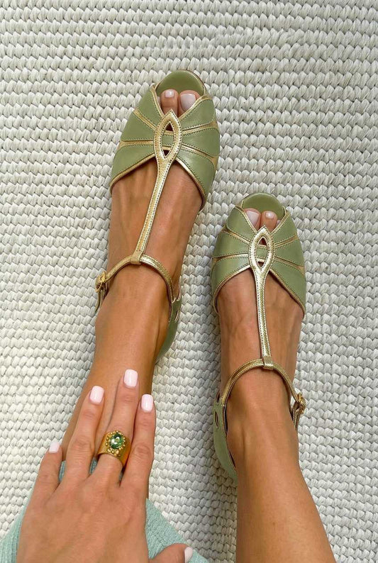 Vintage Cutout Peep Toe T-Strap Block Heels [Pre Order]