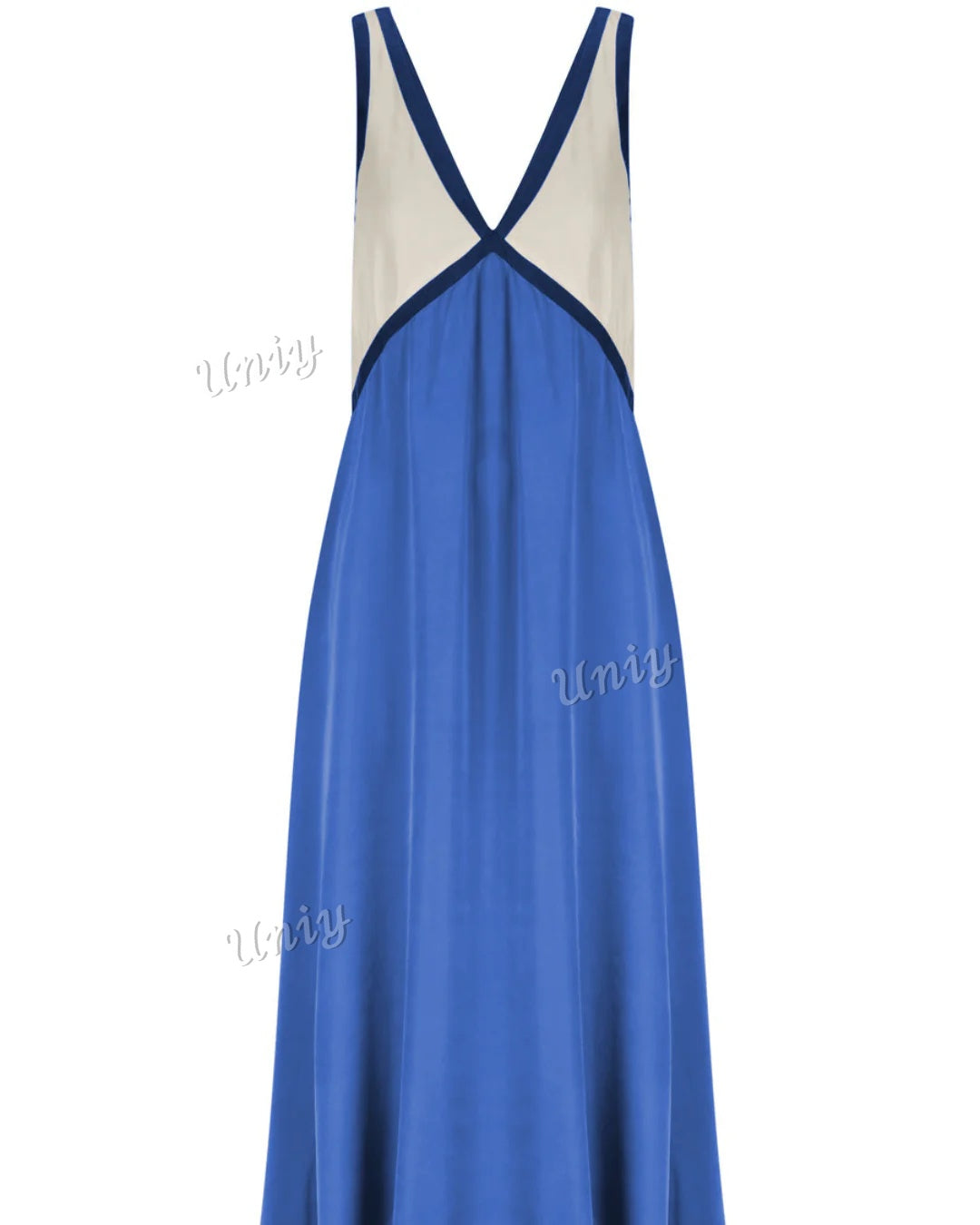 Chic V-neck contrasting color dress