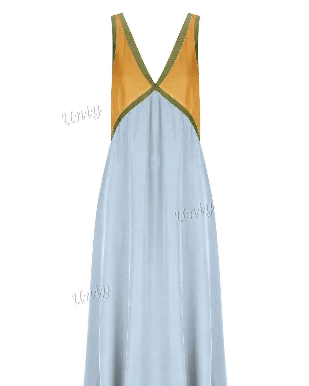 Chic V-neck contrasting color dress