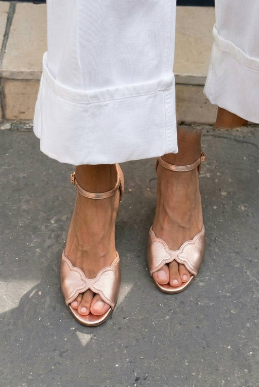 Scalloped Trim Peep Toe Ankle Strap Heels [Pre Order]