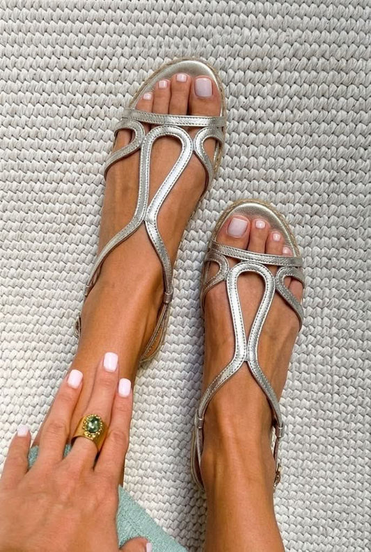 Cutout Strappy Espadrille Flat Casual Sandals [Pre Order]