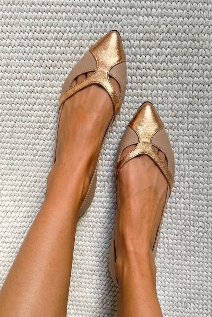 Contrast Strappy Pointed Toe Flat Dressy Flats [Pre Order]