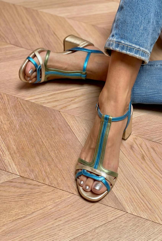 Strappy T-Strap Open Toe Block Heel Sandals [Pre Order]