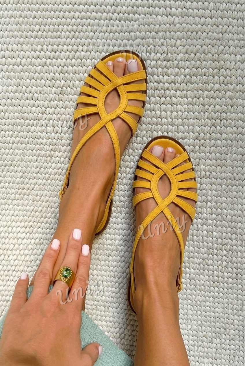 Caged Strappy Open Toe Flat Slingback Sandals [Pre Order]