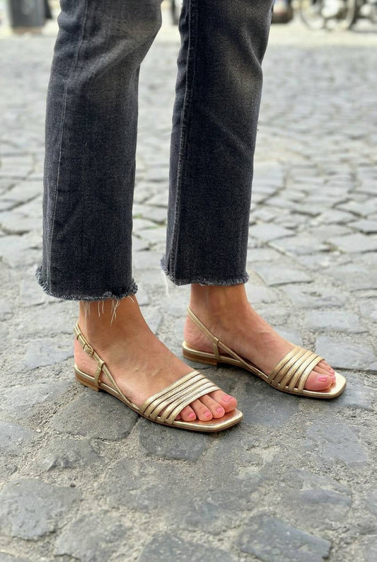 Multi Strap Square Toe Slingback Flat Sandals [Pre Order]