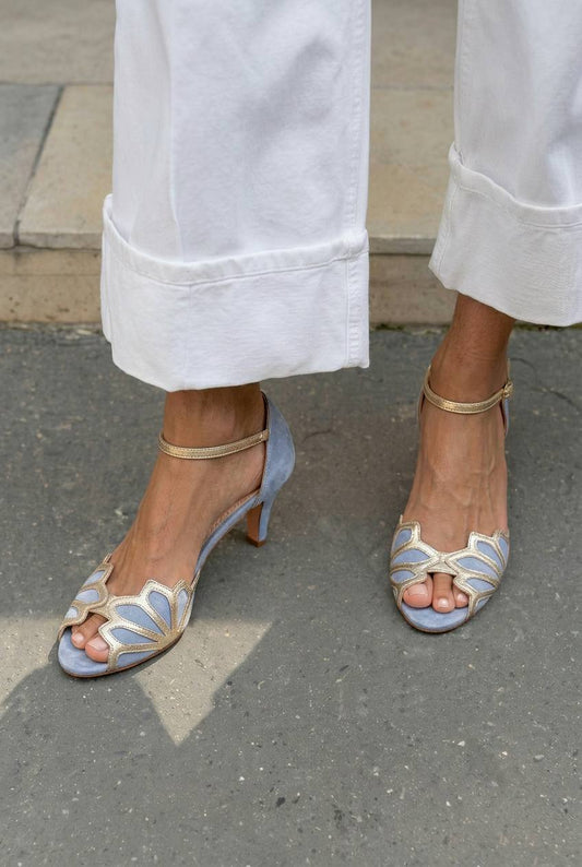 Scalloped Cutout Peep Toe Ankle Strap Kitten Heels [Pre Order]