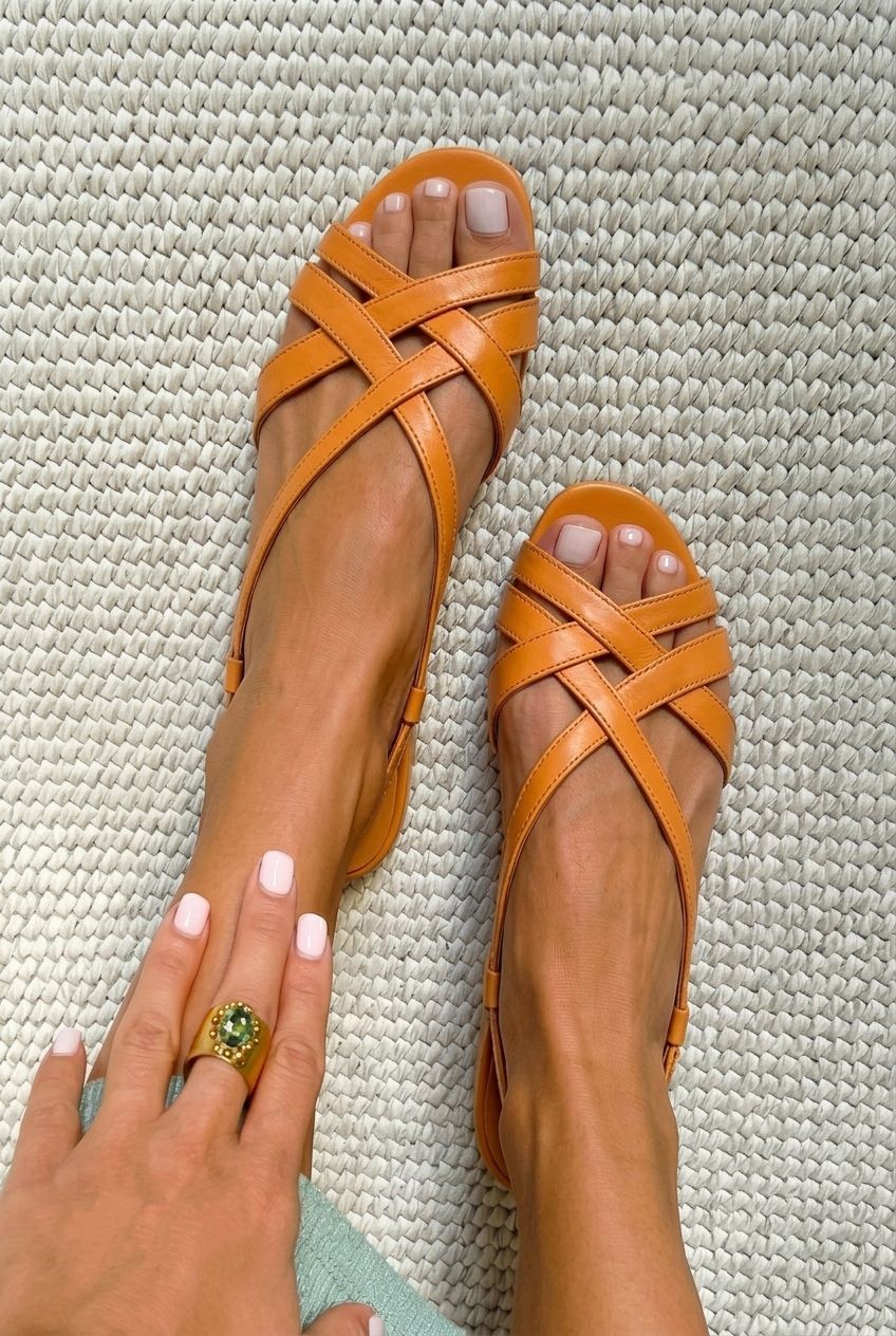 Crisscross Strappy Open Toe Slingback Flat Sandals [Pre Order]
