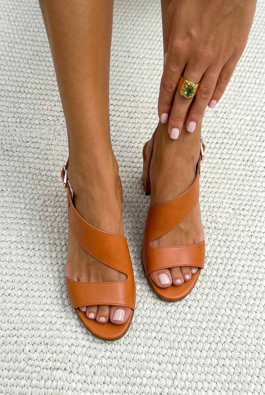 Asymmetric Strap Open Toe Block Heel Sandals [Pre Order]