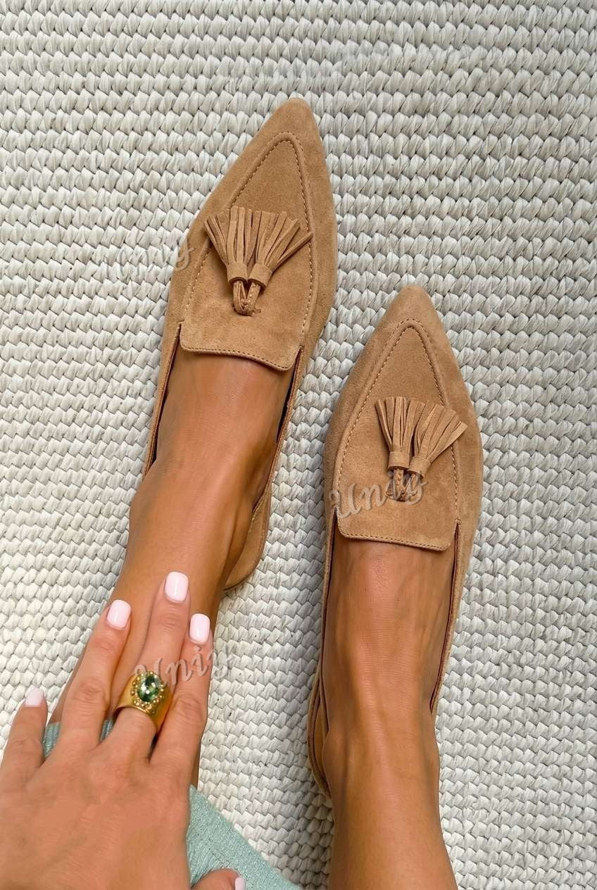 Tassel Pointed Toe Backless Flat Casual Mules [Pre Order]