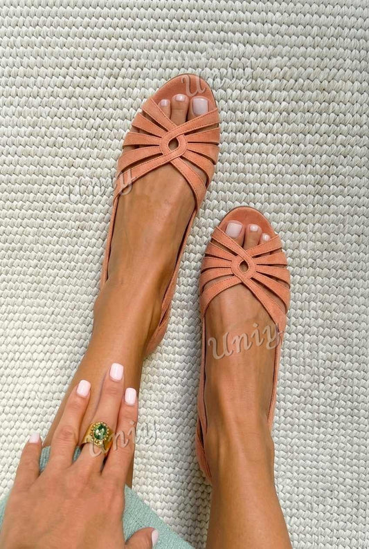 Strappy Caged Peep Toe Slingback Flat Sandals [Pre Order]