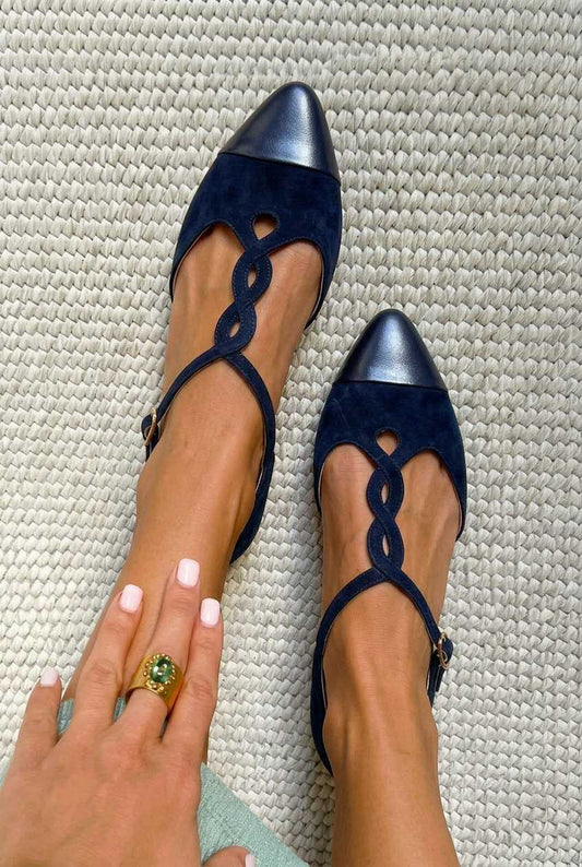Braided Cutout Pointed Toe T-Strap Flat Shoes [Pre Order]