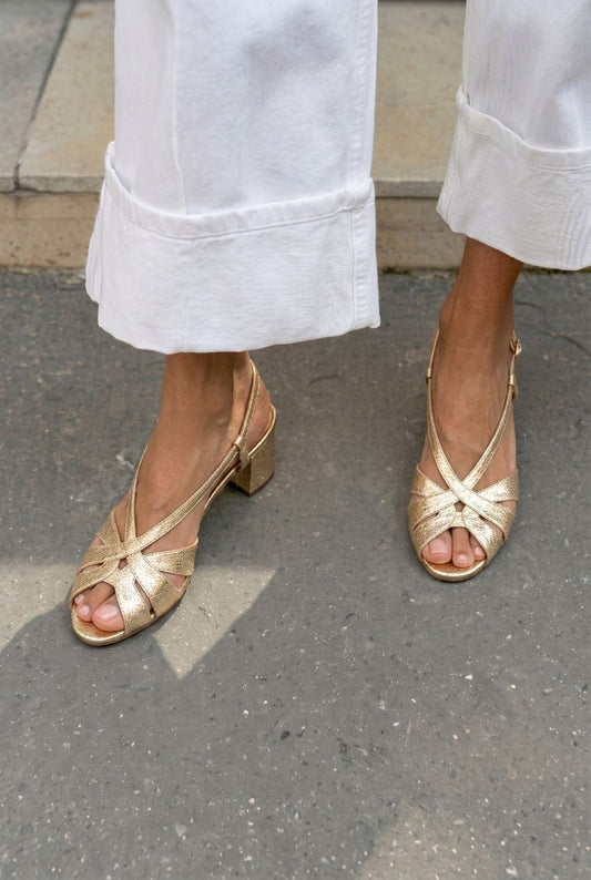 Crisscross Peep Toe Slingback Block Sandals [Pre Order]