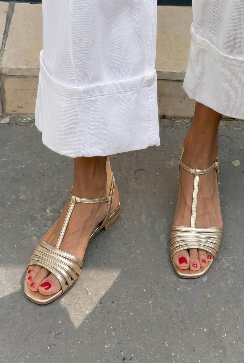 Strappy T-Strap Open Toe Flat Summer Sandals [Pre Order]