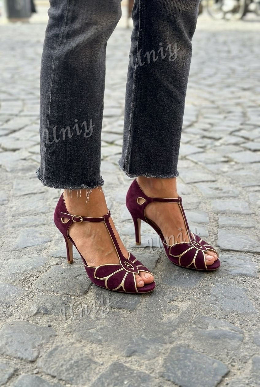 Art Deco Peep Toe T-Strap Stiletto Heels [Pre Order]