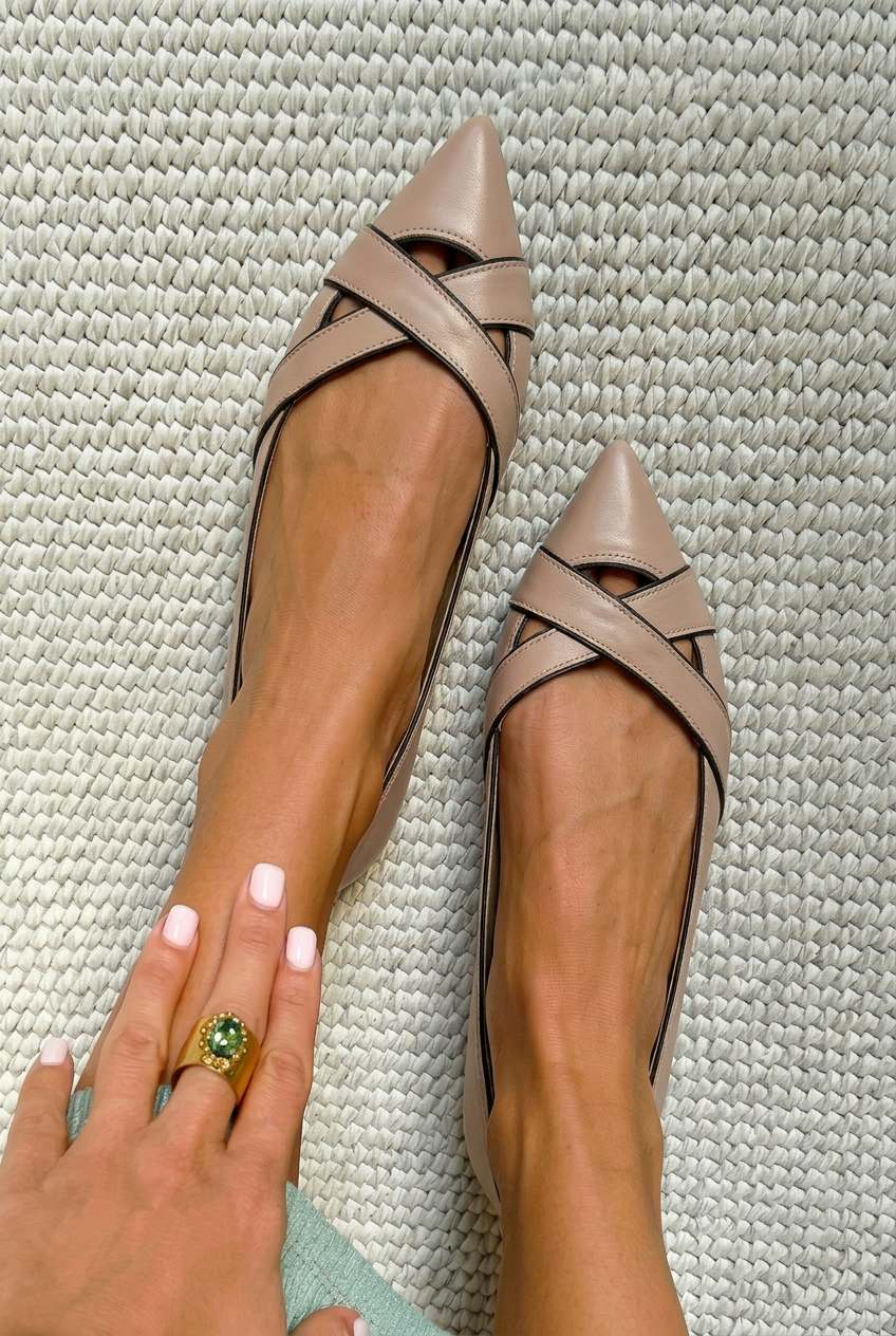 Strappy Crisscross Pointed Toe Flat Dress Shoes [Pre Order]
