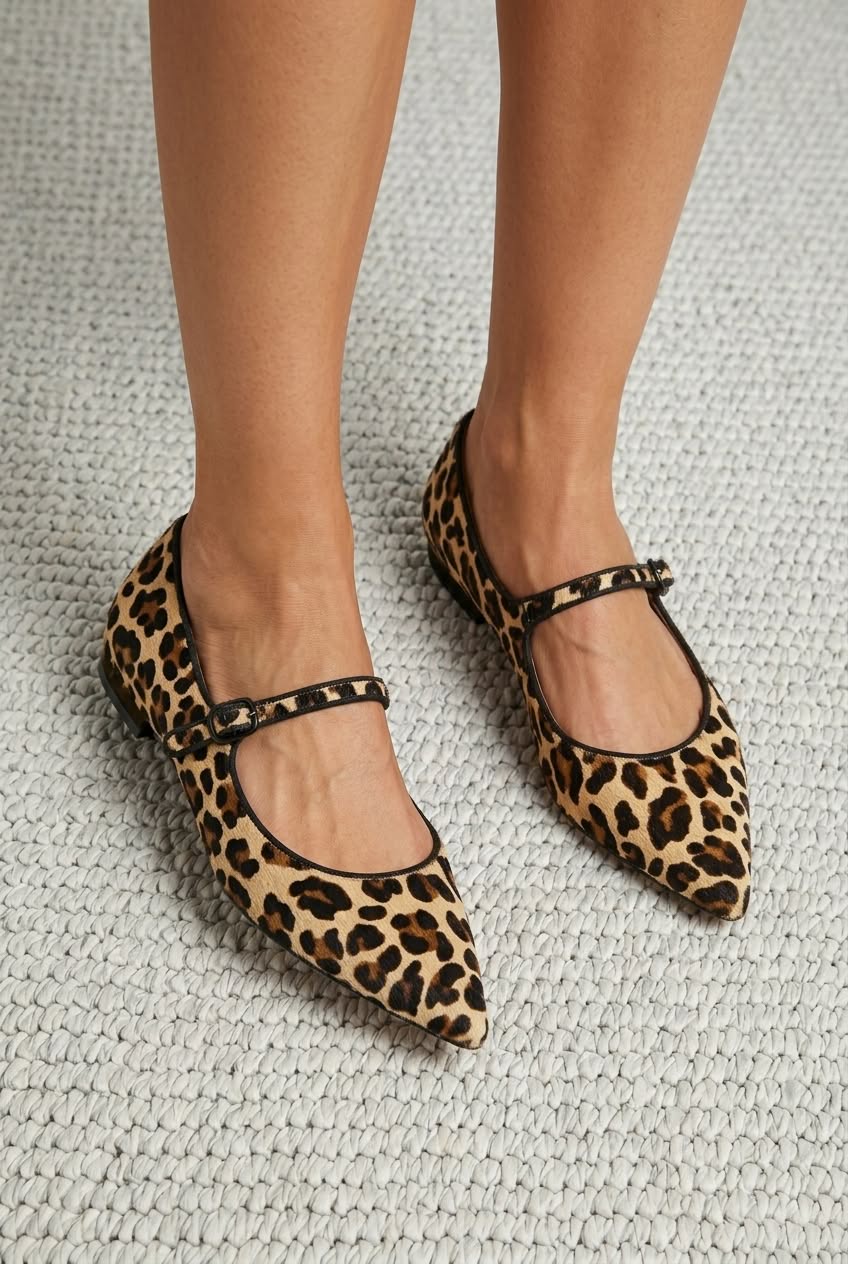 Textured Buckled Pointed Toe Flat Chic Mary Janes [Pre Order]