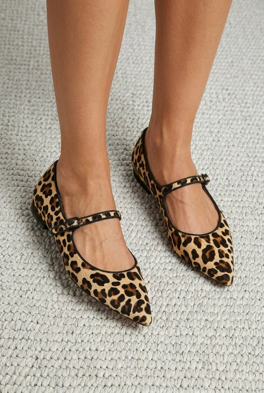 Textured Buckled Pointed Toe Flat Chic Mary Janes [Pre Order]