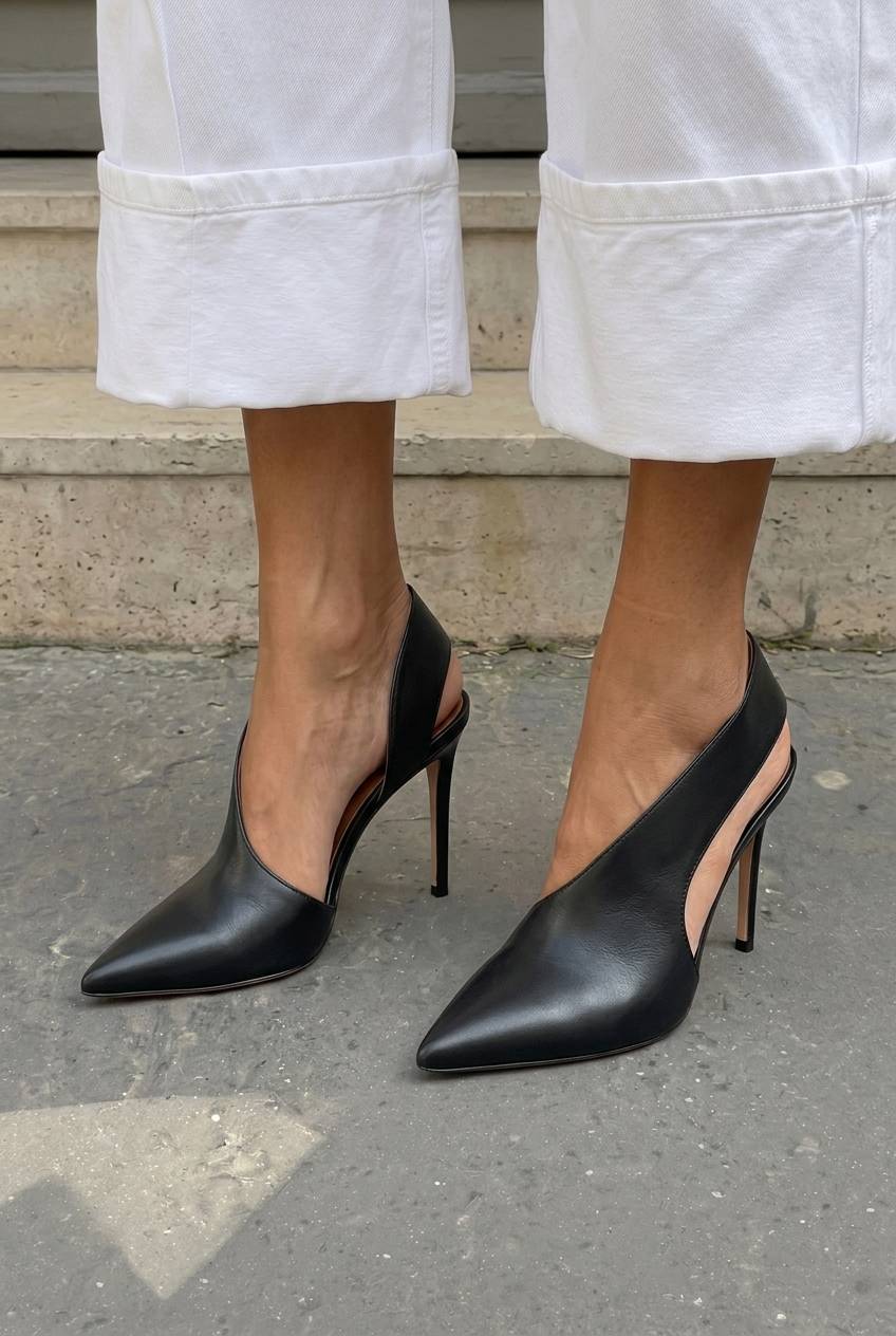 Cutout Pointed Toe Slingback Stiletto Heel PumpsCOLOR: Black [Pre Order]