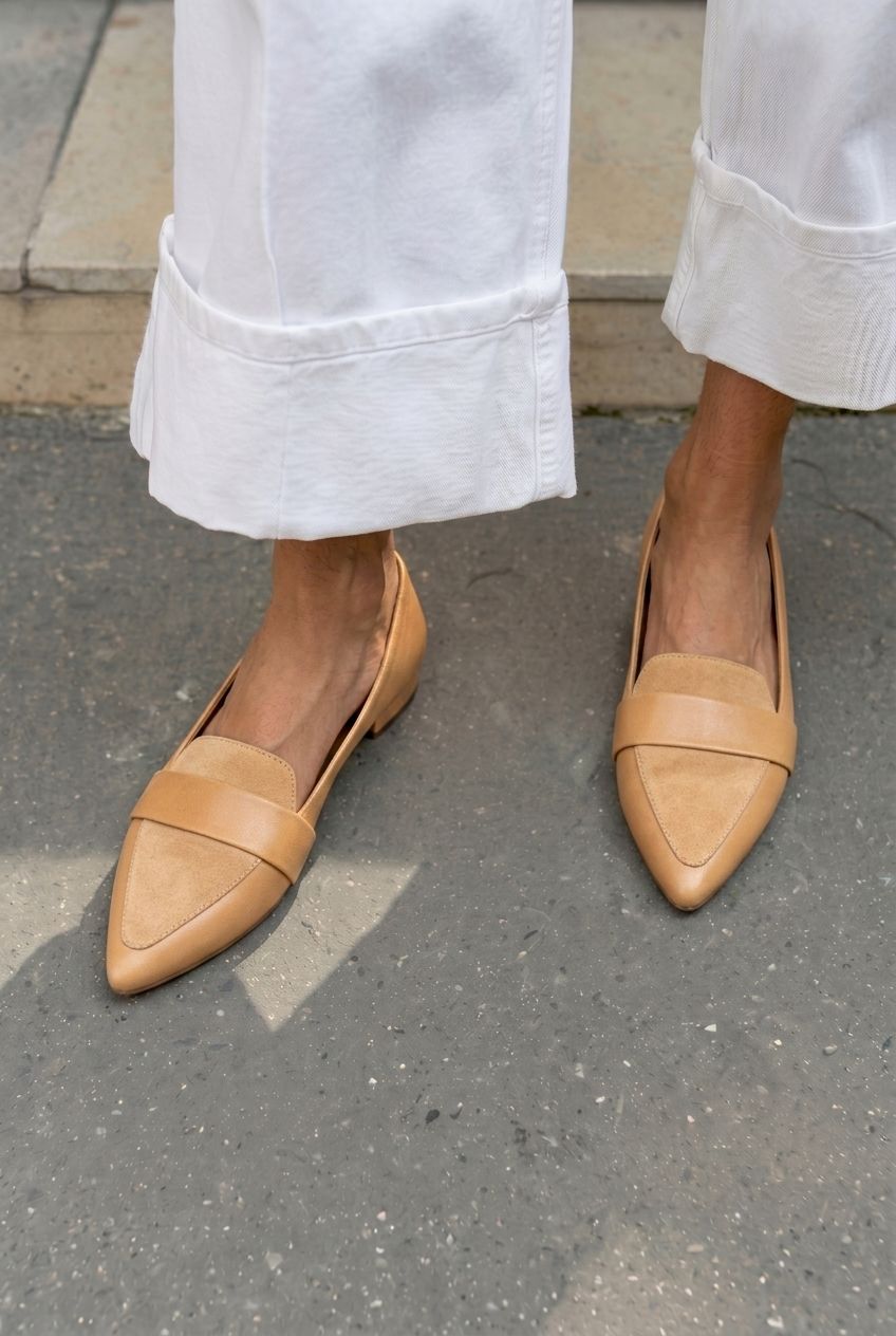 Mixed Texture Pointed Toe Slip On Loafer Flats [Pre Order]