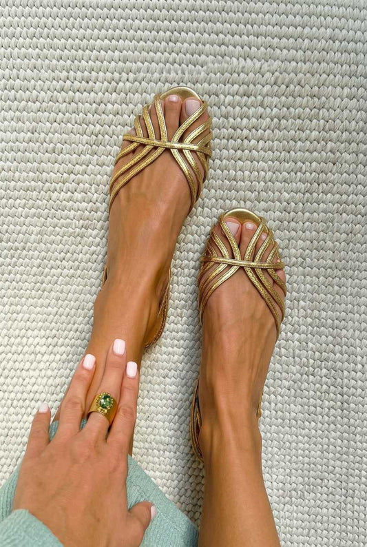 Strappy Crisscross Open Toe Flat Dressy Sandals [Pre Order]