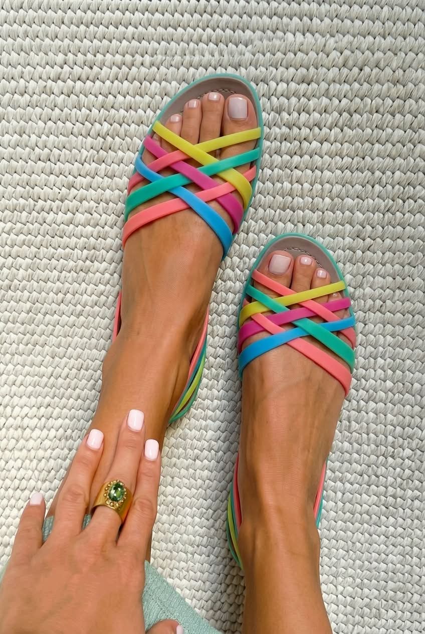 Jelly Crisscross Peep Toe Flat Slingback Sandals [Pre Order]