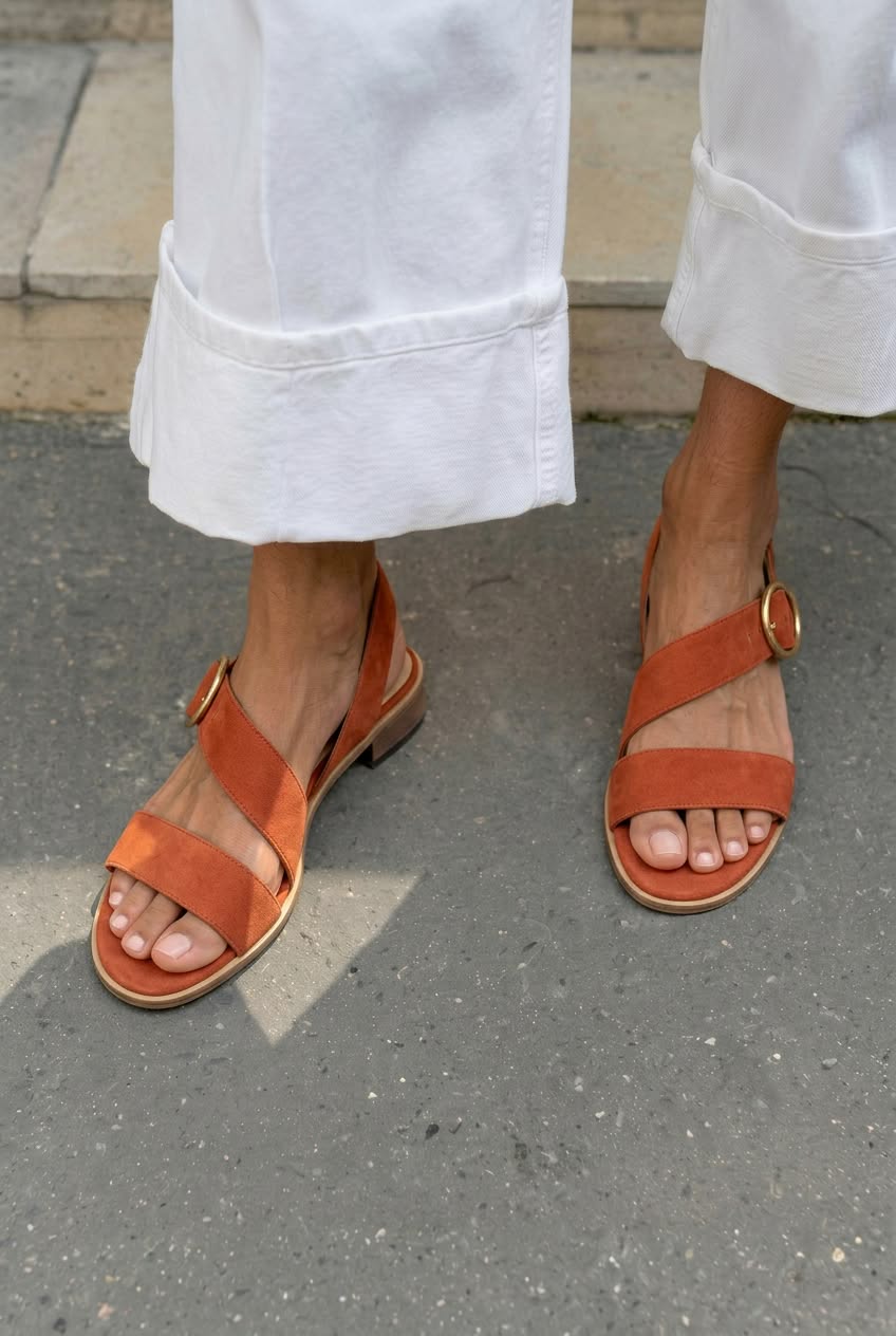 Asymmetric Buckle Open Toe Flat Casual Sandals [Pre Order]