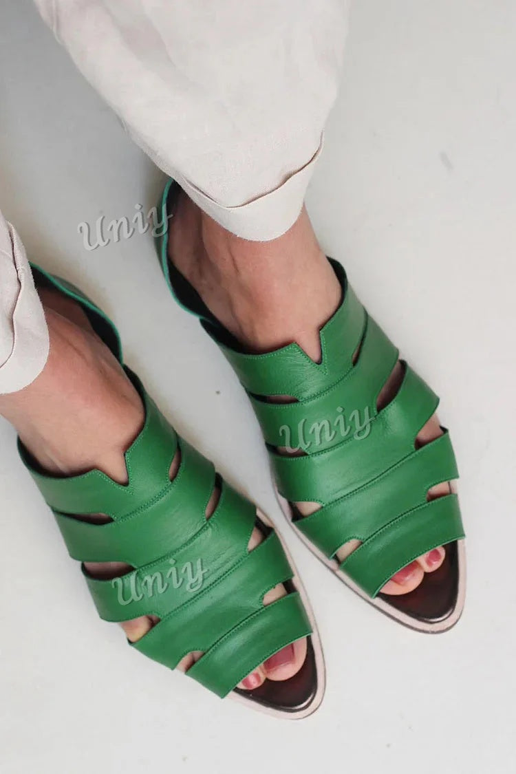 Hollow Out Pointed Peep-Toe Casual Slip-On Flats