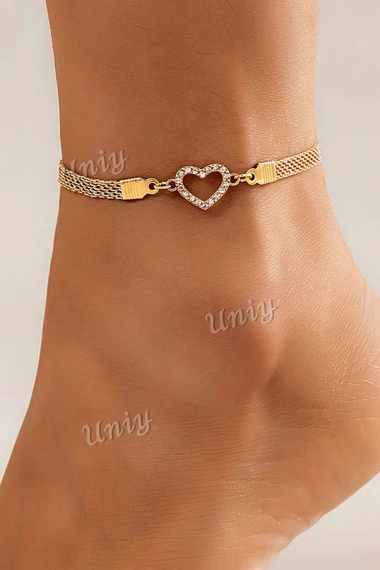Sparking Hollow Nummer Geluks 8 Hartvormige Legering Ketting Enkelbandje